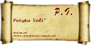 Petyka Ivó névjegykártya